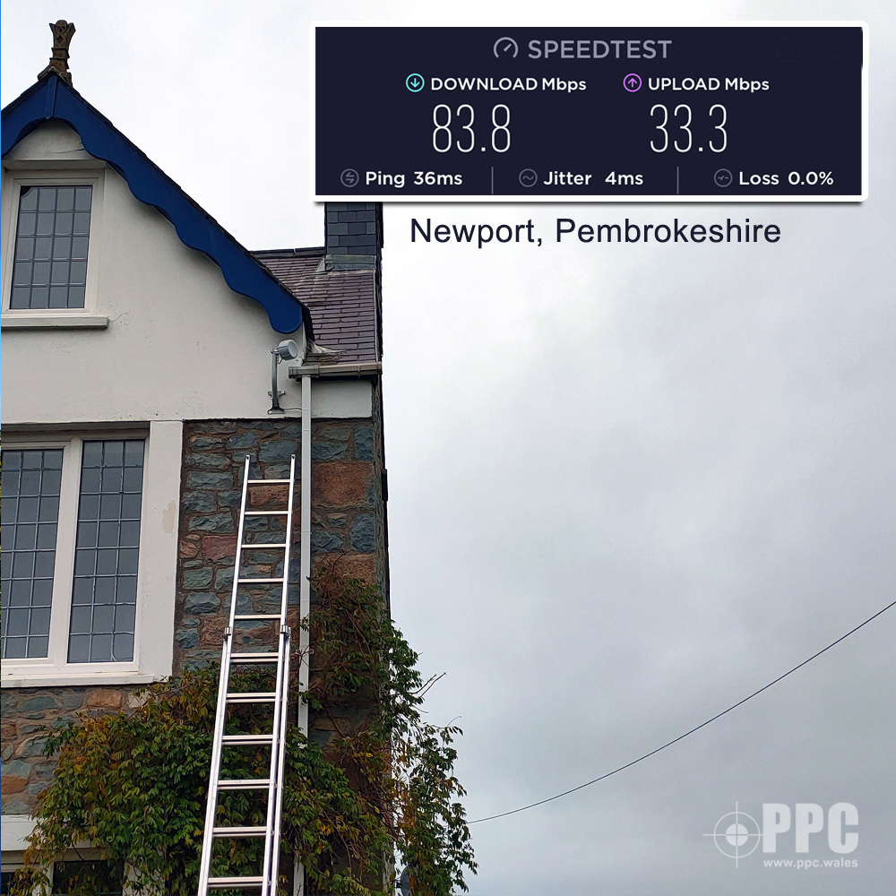 4G hybrid broadband system at a property near Newport, North Pembrokeshire